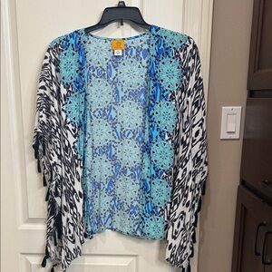 Ruby Rd. Blue and Black Patterned Kimono